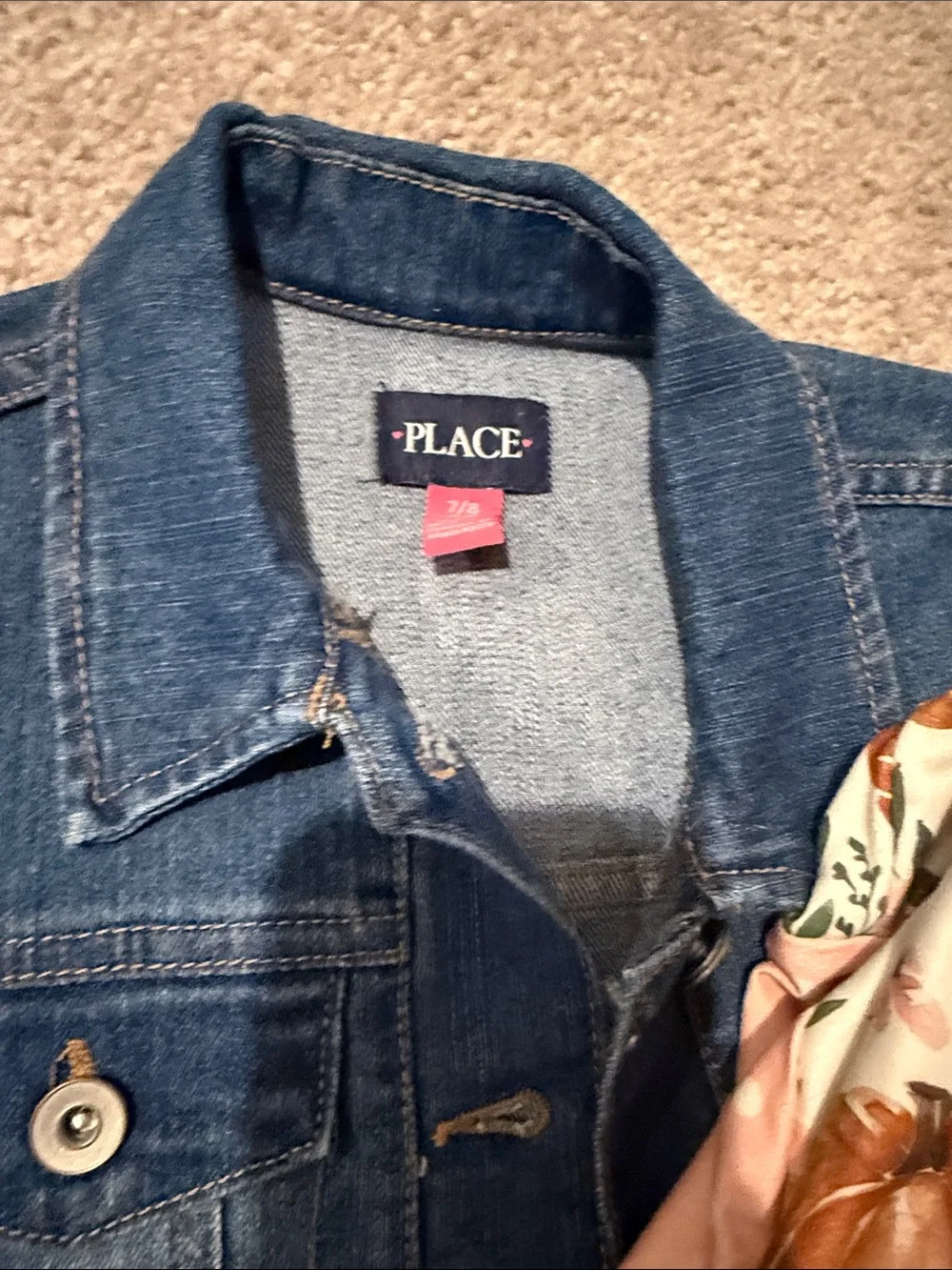Fall Outfit Blue Denim Jacket with Pumpkin-Print Bodysuit & Jeans - Picture 2 of 8